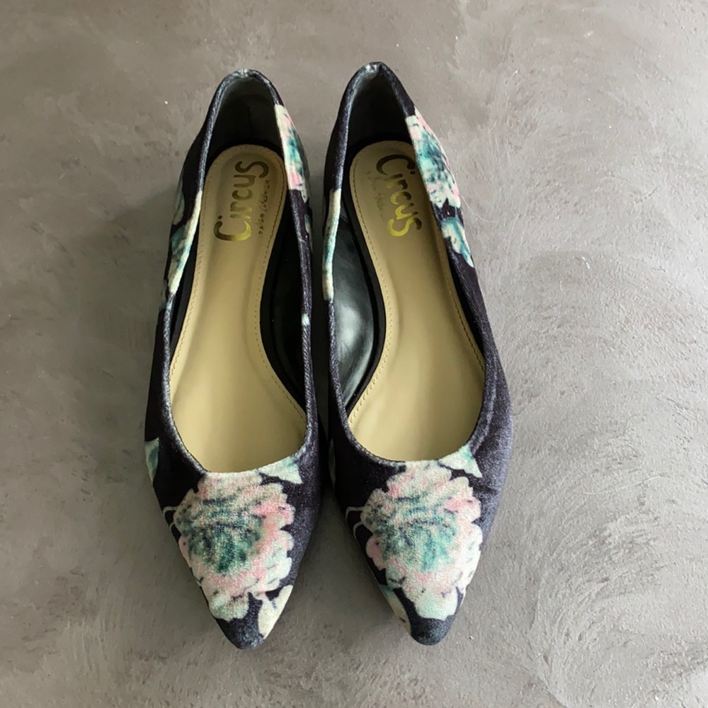 Sam Edelman Ryane Velvet Floral Pointed flat-6 EUC